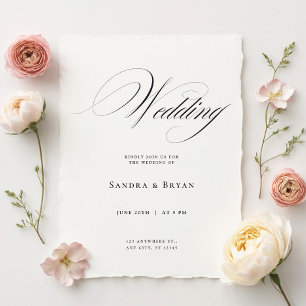 Classic Calligraphy Elegant Wedding Invitation