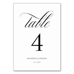 Classic Calligraphy Elegant Wedding Table Number 4
