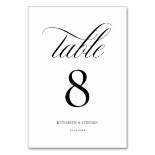 Classic Calligraphy Elegant Wedding Table Number 8