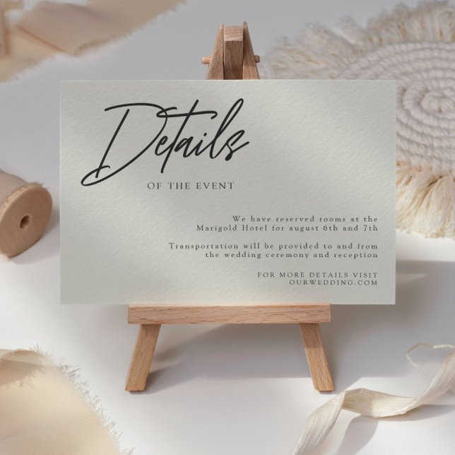Classic Calligraphy Ivory Wedding Details Enclosure Card (Creator Uploaded)