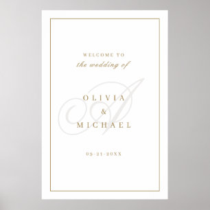 Classic Calligraphy Monogram Wedding Welcome Sign