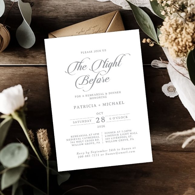 Classic Calligraphy Night Before Rehearsal Dinner Invitation (Creator Uploaded)