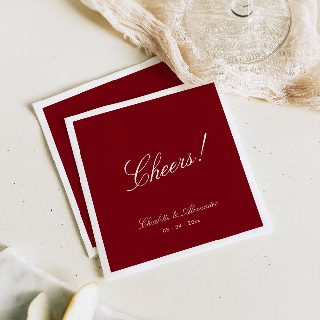 Classic Calligraphy Old Money Deep Red Wedding Napkin (Creator Uploaded)