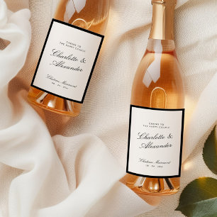 Classic Calligraphy Old Money Wedding Wine Label