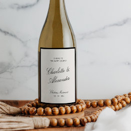 Classic Calligraphy Old Money Wedding Wine Label