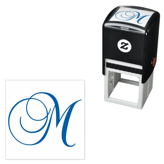 Classic Calligraphy Script Letter M Monogram Self-inking Stamp (In Situ)