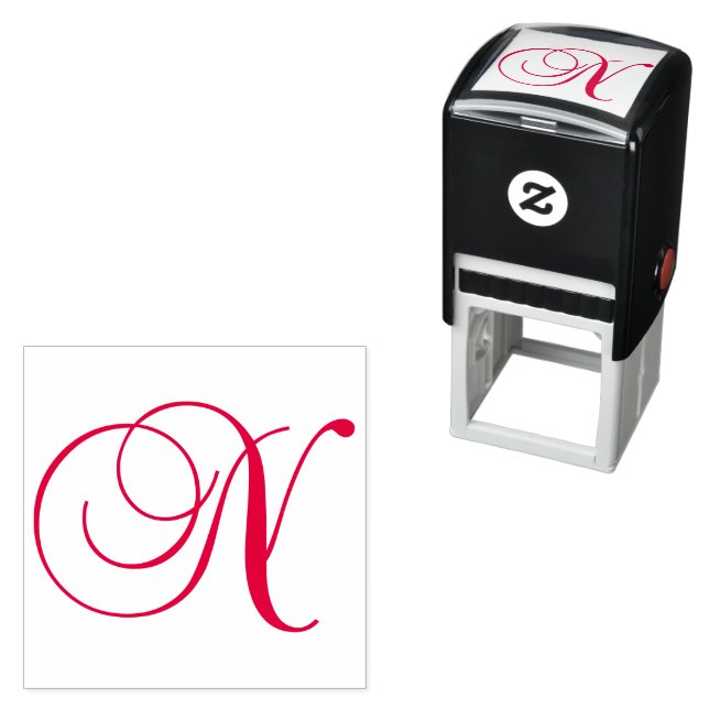 Classic Calligraphy Script Letter N Monogram Self-inking Stamp (In Situ)