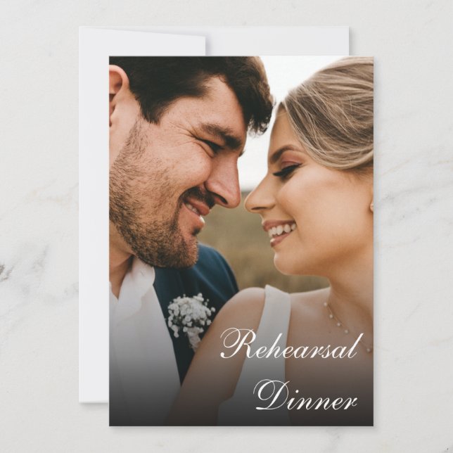 Classic Calligraphy Script Photo Rehearsal Dinner  Invitation (Front)