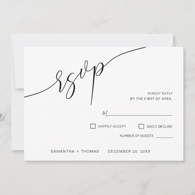Classic Calligraphy Script Wedding RSVP Card (Front)