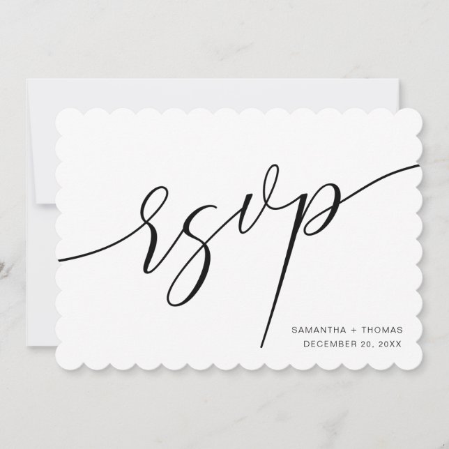 Classic Calligraphy Script Wedding RSVP Card (Front)