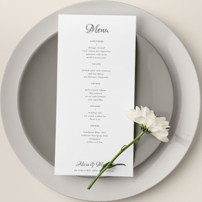 Classic calligraphy simple black and white wedding menu (Creator Uploaded)