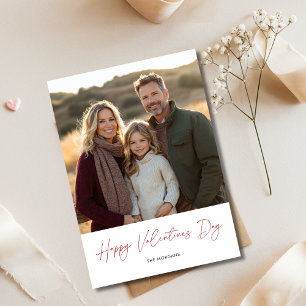 Classic Calligraphy Valentines Day Family Photo Holiday Card