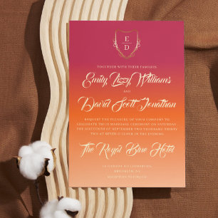 Classic Calligraphy Vibrant Summer Wedding  Invitation