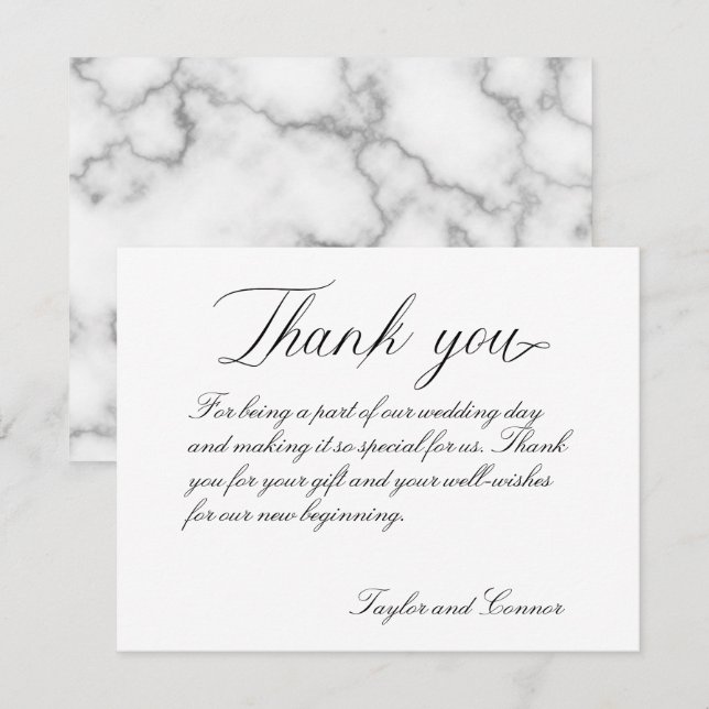 Classic Calligraphy Wedding Thank You Card (Front/Back)
