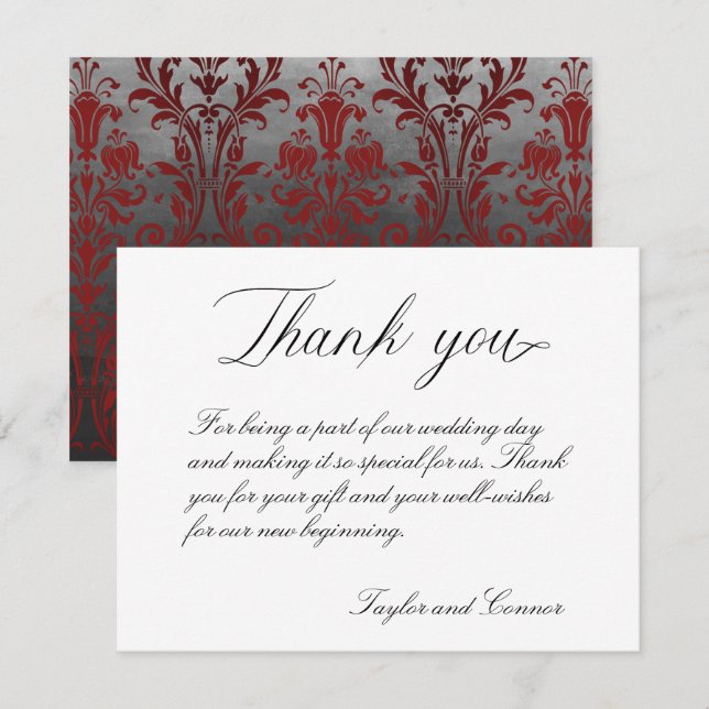 Classic Calligraphy Wedding Thank You Card (Front/Back)