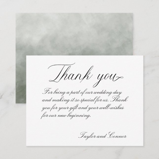 Classic Calligraphy Wedding Thank You Card (Front/Back)