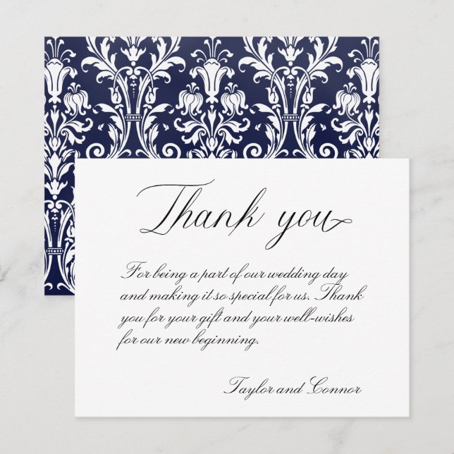 Classic Calligraphy Wedding Thank You Card (Front/Back)