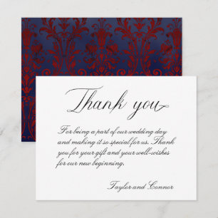 Classic Calligraphy Wedding Thank You Card