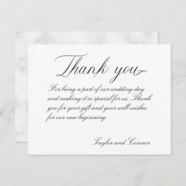 Classic Calligraphy Wedding Thank You Card (Front/Back)