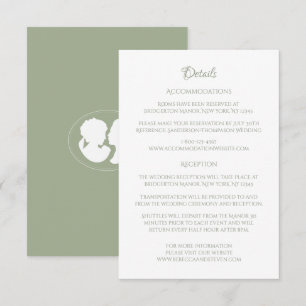 Classic Cameo Regency Green Wedding Details Enclosure Card