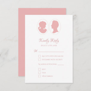 Classic Cameo Regency Pink Wedding RSVP Card