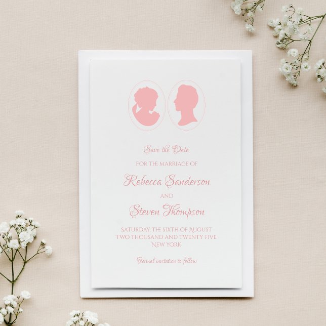 Classic Cameo Regency Pink Wedding Save The Date (Creator Uploaded)