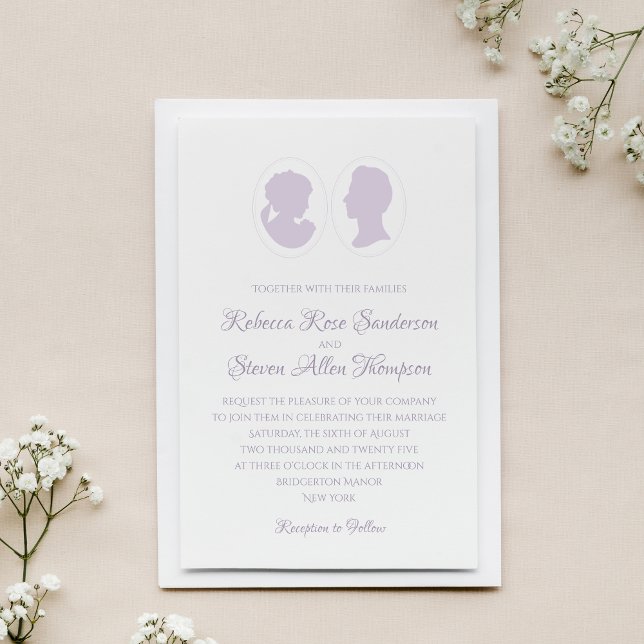 Classic Cameo Regency Purple Wedding Invitation (Creator Uploaded)