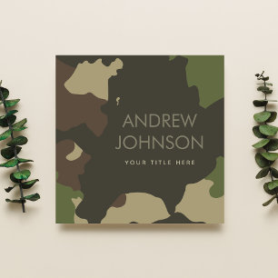 Classic Camouflage Military Style Green & Brown Square Business Card