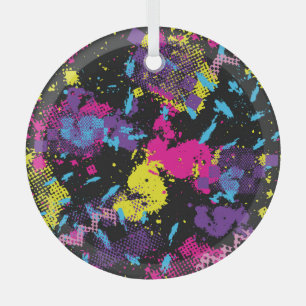 Classic Camouflage: Seamless Vintage Pattern Glass Tree Decoration