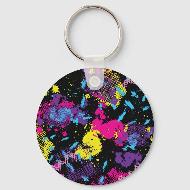 Classic Camouflage: Seamless Vintage Pattern Key Ring (Front)