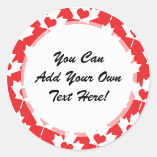 Classic Canadian Flag Maple Leaf with Heart Round Sticker