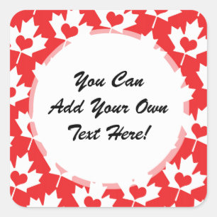 Classic Canadian Flag Maple Leaf with Heart Square Sticker