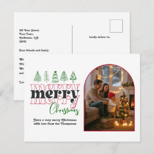 Classic Candy Cane Cosy Arch Photo Merry Christmas Holiday Postcard
