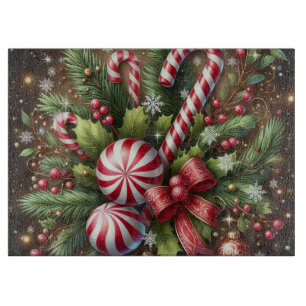 Classic Candy cane/peppermint Christmas greenery Cutting Board