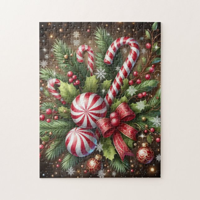 Classic Candy cane/peppermint Christmas greenery Jigsaw Puzzle (Vertical)