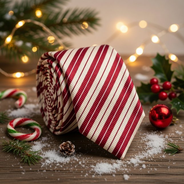 Classic Candy Cane Red & White Diagonal Striped Tie (Creator Uploaded)