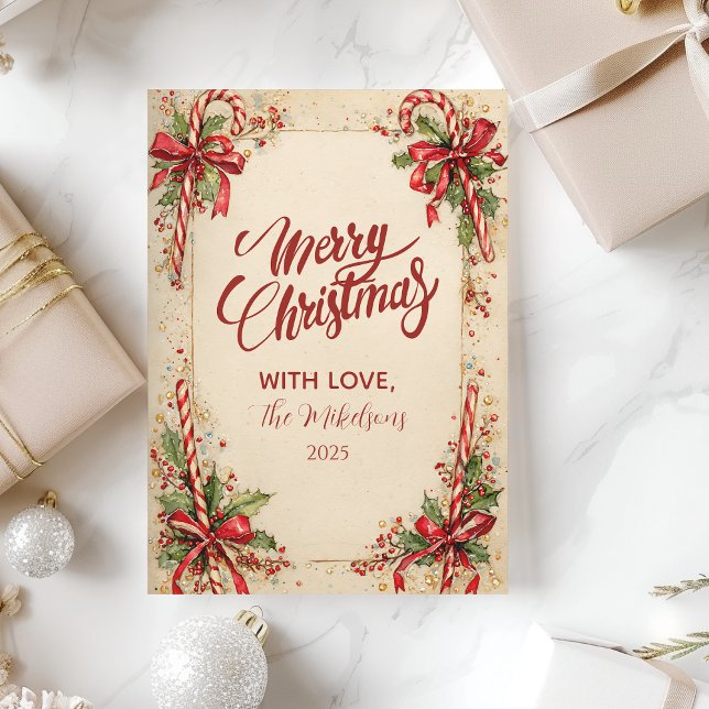 Classic Candy Striped Holiday Card (Creator Uploaded)