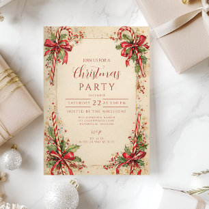 Classic Candy Striped Holiday Invitation