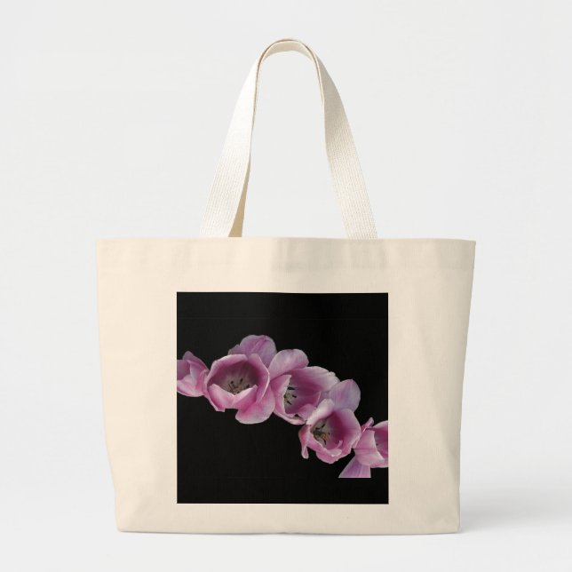 Classic Canvas Bag, "A Wave of Purple Tulips" Large Tote Bag (Front)
