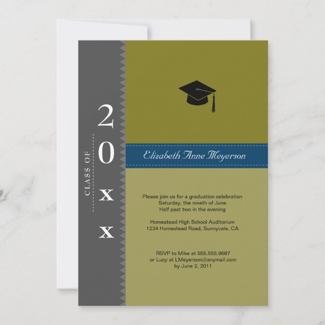 Classic Cap : Grey & Blue Invitation (Front)