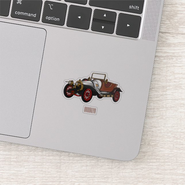 Classic car 1920 cartoon illustration (Detail)