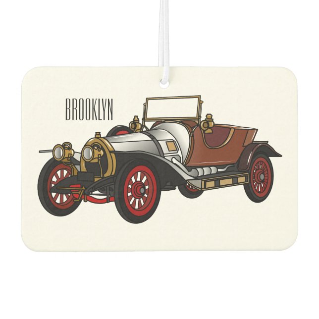 Classic car 1920 cartoon illustration air freshener (Front)
