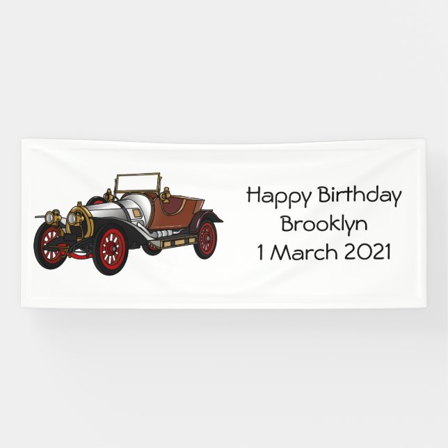 Classic car 1920 cartoon illustration banner (Horizontal)