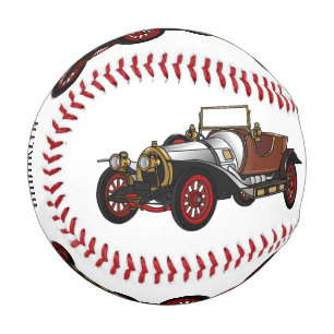 Classic car 1920 cartoon illustration baseball