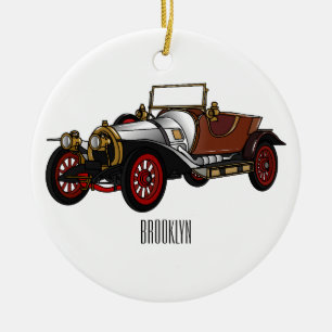 Classic car 1920 cartoon illustration ceramic ornament