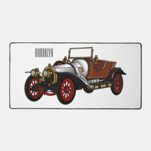Classic car 1920 cartoon illustration desk mat