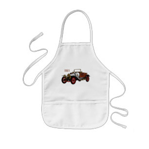 Classic car 1920 cartoon illustration kids apron