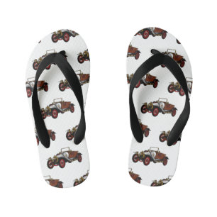 Classic car 1920 cartoon illustration kid's thongs