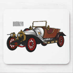 Classic car 1920 cartoon illustration mouse pad