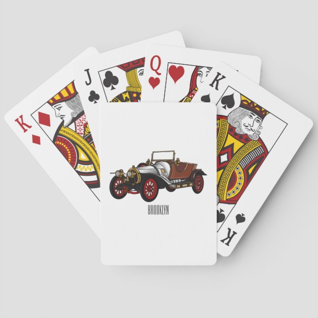 Classic car 1920 cartoon illustration playing cards (Back)